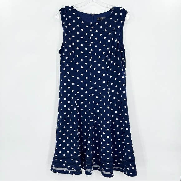 Jessica Howard Navy Polka Dot Swing Dress Size 12 - Picture 1 of 7